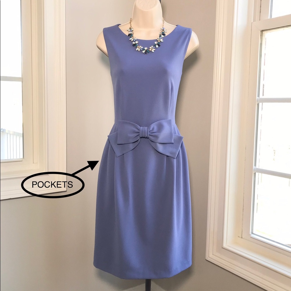 Tahari Blue A-Line Dress with Pockets & Bow - Women’s 8 NWT